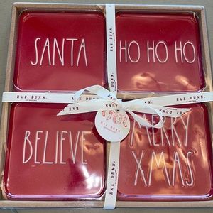 Rae Dunn Santa Ho Ho Ho Believe Merry Xmas coasters